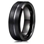 Fashion 8mm Men's Black Tungsten Wedding Band Rings Black Groove Beveled Edge Engagement Ring for Men's Valentine Gift - Image 4