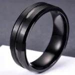 Fashion 8mm Men's Black Tungsten Wedding Band Rings Black Groove Beveled Edge Engagement Ring for Men's Valentine Gift - Image 6