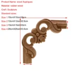 VZLX Decorative Wood Appliques Unpainted Oak Carved Wave Flower Onlay Decal Corner Applique for Home Furniture Door Decor Crafts - Image 2