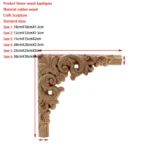 VZLX Decorative Wood Appliques Unpainted Oak Carved Wave Flower Onlay Decal Corner Applique for Home Furniture Door Decor Crafts - Image 3