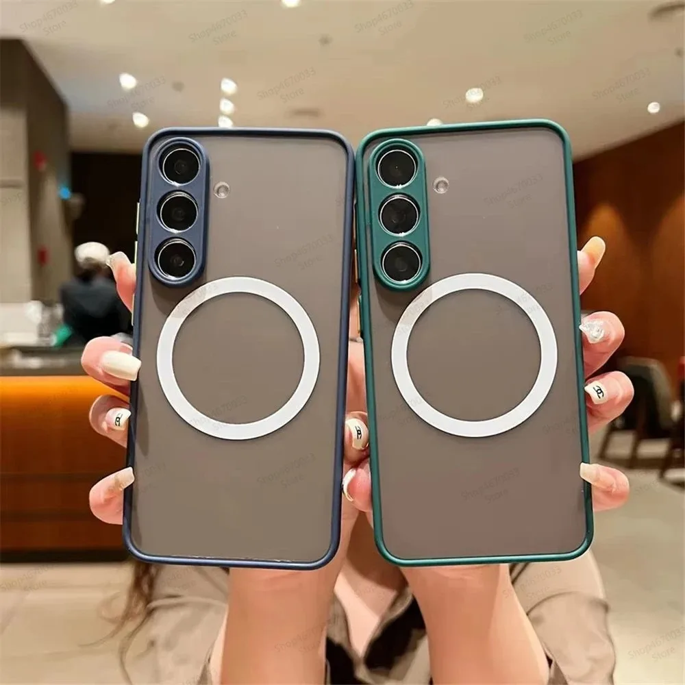 kf-S04a306a48604448cad0c141f8ab493faI Matte Translucent Magnetic Case For Samsung Galaxy M05 M15 M35 M55 M55S M07 M17 For Magsafe Wireless Charge Skin Hard PC Cover - Image 1