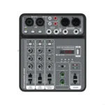 Small Sized 4 Channel USB Mixing Console Portable Sound Mixer Metal Body for Recording Karaoke Songs Black Gray - Image 2