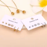 Lokaer 3Pair/Set Trendy Shell Flower Rhinestone Stud Earrings for Women 18K Gold Plated Stainless Steel Jewelry Wholesale E25007 - Image 6