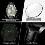 POEDAGAR Luxury Watch For Man Military Sport Leather Men Quartz Watch Waterproof Luminous Date Week Men's Watches Male Reloj+Box - Image 4