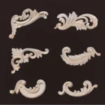 2PC Wood Corner Decoration Wood Carving Onlays Appliques Wood Decals for Furniture Home Decor Wood Figurine Wood Flower Crafting - Image 2