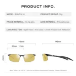 CAPONI Photochromic Sunglasses Men Original Design Sports Yellow Sun Glasses Fashion Driving Night Vision Eyewear UV400 BSYS3218 - Image 6