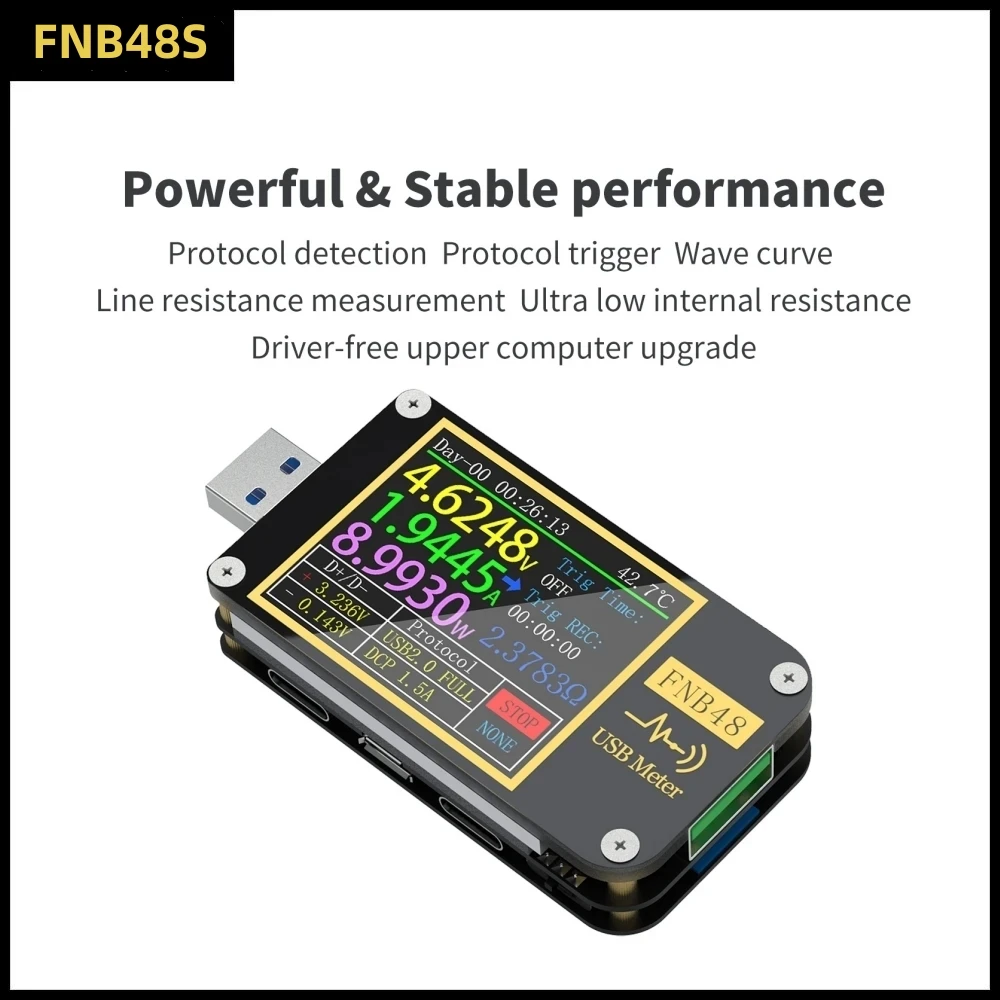 kf-S7384cc4b69e54981b86ffea2df6b63d7m FNB48 Trigger Voltmeter Ammeter Current And Voltmeter USB Tester QC4 + PD3.0 2.0 PPS Fast Charging Protocol Capacity Test - Image 1
