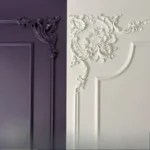 Curved PU Lines with Corner Flowers, French Home Decor, Imitation Plaster Polyurethane Mold, Background Wall Decor