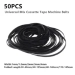 50PCS 2/3/4mm Universal Mix Cassette Tape Machine Belts Assorted Common Drive Flat Rubber Belt For CD DVD Recorders Walkman