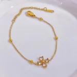 Sweet Temperament Inlay Zircon Four-leaf Flower Pendant Stainless Steel Necklace Bracelet for Women Bride Jewelry Sets Gifts - Image 2