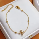 Sweet Temperament Inlay Zircon Four-leaf Flower Pendant Stainless Steel Necklace Bracelet for Women Bride Jewelry Sets Gifts - Image 3