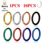 1/10PCS Stainless Steel Round Small Nose Ring Hoop 16G 18G 20G Hinged Segment Tragus Septum Cartilage Piercing Body Jewelry