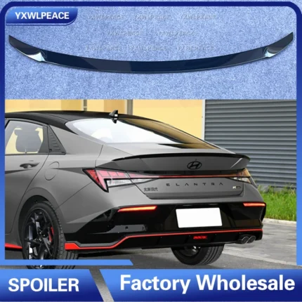 For Hyundai Elantra Avante CN7 2020 2021 2022 2023 Spoiler High Quality ABS Glossy Black Carbin Fiber Look Rear Trunk Spoiler
