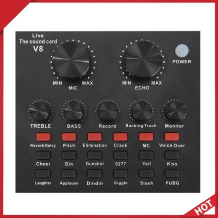 Audio Sound Card with Monitor Electric Guitar Live Broadcast Recording Computer Sound Sard PC Phone Phantom Power