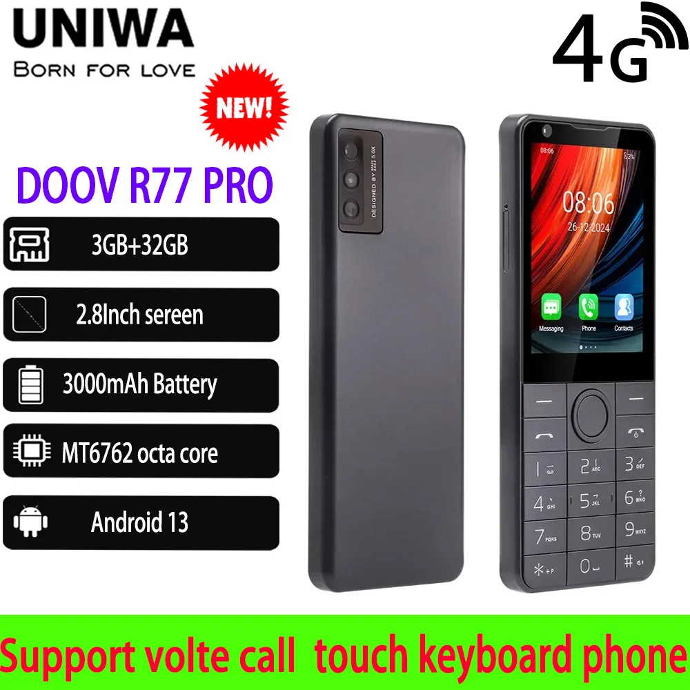 kf-Se4630d7c540e48eebc4f311c094dd027j DOOV R77 Pro 4G Touch Keyboard Google Mobile Phone 2.8“ Screen 3GB+32GB Android13 5MP Whatsapp Multi Language Keyboard Cellphone - Image 1