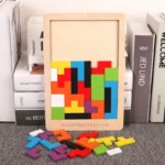 1 Set Wooden Blocks Puzzle Brain Teasers Toy Tangram Jigsaw Intelligence Colorful 3D Russian Blocks Montessori Educational - Image 2