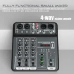 Small Sized 4 Channel USB Mixing Console Portable Sound Mixer Metal Body for Recording Karaoke Songs Black Gray - Image 3