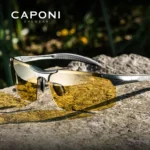 CAPONI Photochromic Sunglasses Men Original Design Sports Yellow Sun Glasses Fashion Driving Night Vision Eyewear UV400 BSYS3218