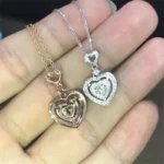 Huitan Luxury Heart Pendant Wedding Necklace for Women Silver Color/Gold Color Inlaid Shiny Cubic Zirconia Fashion Neck Jewelry - Image 3