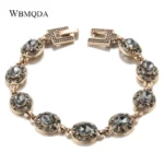 Wbmqda Charm Ethnic Wedding Bracelet Women 585 Antique Gold Boho Gray Crystal Bracelet Vintage Jewelry Russia Accessories - Image 6
