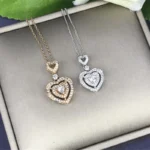 Huitan Luxury Heart Pendant Wedding Necklace for Women Silver Color/Gold Color Inlaid Shiny Cubic Zirconia Fashion Neck Jewelry - Image 2