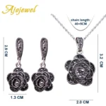 Ajojewel Brand Parure Bijoux Elegant Crystal Rose Flower Necklace Earrings Black Vintage Jewelry Sets For Women - Image 5