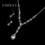 Emmaya Trendy White Water Drop Cubic Zirconia Wedding Jewelry Sets Luxury Statement Necklace Earrings Set Dress Accessories - Image 2