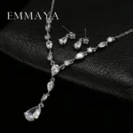 Emmaya Trendy White Water Drop Cubic Zirconia Wedding Jewelry Sets Luxury Statement Necklace Earrings Set Dress Accessories - Image 5