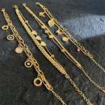 18K Gold-plated Stainless Steel Bracelets for Women Luxury Brand Quality Double Layered Round Pendant Bracelet Butterfly Jewelry - Image 2
