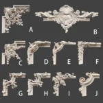 Wood Applique Corner Natural Floral Wood Carved Figurine Craft Home Decoration Accessories Background Wall Decoration Decal