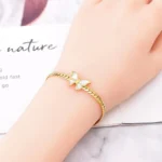 GANEMLY Trendy Green Clover Zircon Heart Charm Bracelet Bangle Stainless Steel Waterproof Jewelry For Women Party Gift pulseras - Image 3