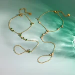 Uworld Classic Green Zircons Finger Bracelet Layered Jewelry For Women 18K PVD Gold Plated Stainless Steel Bracelets Jewelry - Image 5