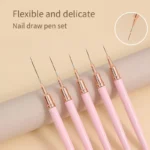 5 Pieces Set Liner Brush for Nail Art Painting,Fine Liner Brushes for Nails,Liner Nail Brush Set for Acrylic - Image 4