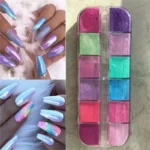 12 Grids Mirror Effect Mermaid Nail Powder Holographic Pearl Chrome Pigment Fine Glitter Dipping Powder Nail Crafts Supplies - Image 3