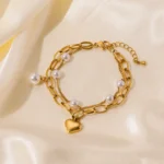 GANEMLY Trendy Green Clover Zircon Heart Charm Bracelet Bangle Stainless Steel Waterproof Jewelry For Women Party Gift pulseras - Image 5