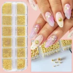 12 Grids Gold Mixed Size Stainless Steel Metal Bead Nail Art Decoration 3D Mini Small Caviar Ball Silver Charm Pearl Manicure &* - Image 4