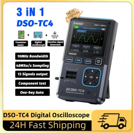 FNIRSI DSO-TC4 Upgrade 3 in 1 Digital Oscilloscope 10MHz 48Ms/s Transistor Tester Electronics Component Tester USB Charger Tools