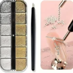 12Grids Mini Caviar Beads Nail Art Decorations Metal Gold/Silver Micro Ball Nail Charms Magnetic Pen 0.5~3mm Ball Nail Jewelry
