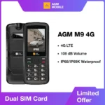 AGM M9 4G Feature Phone 2.4" Screen Russian Or English Keyboard Dual SIM Large Button Big Battery Elderly Waterproof Cellphone