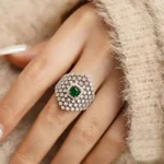 Huitan Bling Bling Geometric Rings with Square Green Cubic Zircon Fashionable Silver Color Finger Rings Luxury Jewelry for Women - Image 2