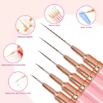 5 Pieces Set Liner Brush for Nail Art Painting,Fine Liner Brushes for Nails,Liner Nail Brush Set for Acrylic - Image 3