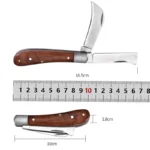 Folding Grafting Knife Grafting Tools Grafting Pruning Knife Professional Garden Fruit Tree Grafting Cutter Wooden Handle Knife - Image 3