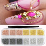 12Grids Mini Caviar Beads Nail Art Decorations Metal Gold/Silver Micro Ball Nail Charms Magnetic Pen 0.5~3mm Ball Nail Jewelry - Image 6