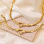 GANEMLY 316L Stainless Steel Hollow Heart Necklace Bracelets Waterproof Jewelry Charm Metalic Gold Color Chain Fashion Lady Gift - Image 6