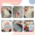 GATYZTORY Punch Needle Coaster Kit Easy Art Coasters Kits for Beginners DIY Tufted Rug Pads with Adhesive Felt Yarns Embroidery - Image 4