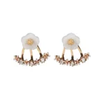 Women's Flower Earrings Zircon Ear Jacket Korean Style Copper Ear Studs Earrings Orecchini Jewelry Pendientes Aretes De Mujer - Image 6