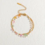 Nextvance Trendy Multi-layers Colorful Stones Bracelets Shell For Women Stainless Steel Gold Plated Chain Jewelry Gifts - Image 3