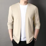 New Slim Fit Cardigan for Men, Thin Spring and Autumn Outerwear, Long Sleeve Casual Trendy Versatile Pure Color Slim Fit Autumn - Image 5