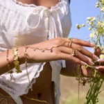 Zora Women's Vacation Style Colorful Natural Stone Crystal Finger Bracelet 18K Gold Plated Stainless Steel Fine Jewelry - Image 2