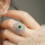 Huitan Bling Bling Geometric Rings with Square Green Cubic Zircon Fashionable Silver Color Finger Rings Luxury Jewelry for Women - Image 3